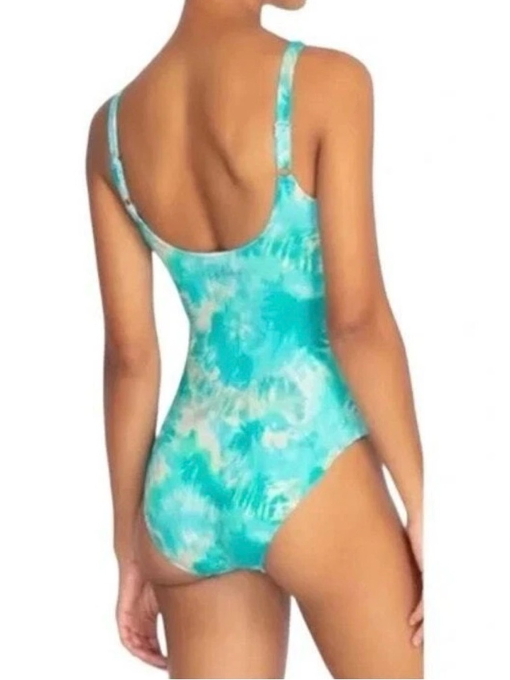 🆕 Johnny Was Calme Aqua Keys Turquoise Tie Dye One Piece Tank Swimsuit Sz Small - Picture 2 of 6